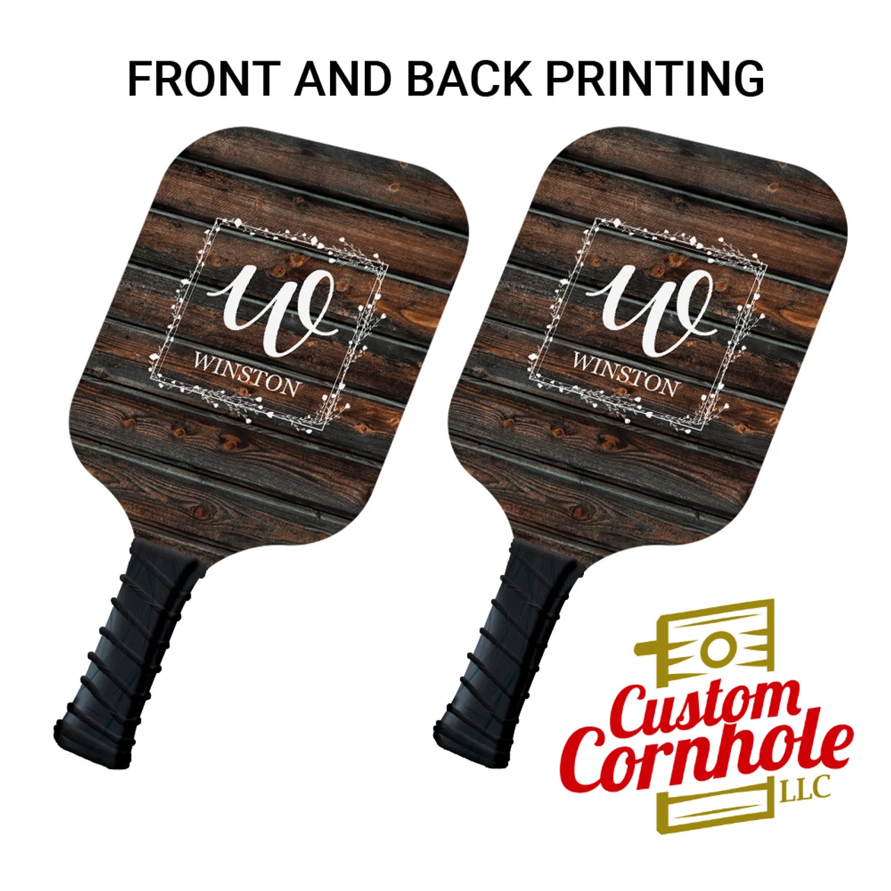 Custom Square Floral Family Name Pickleball Paddle Set 1 Custom Square Floral Family Name Pickleball Paddle Set