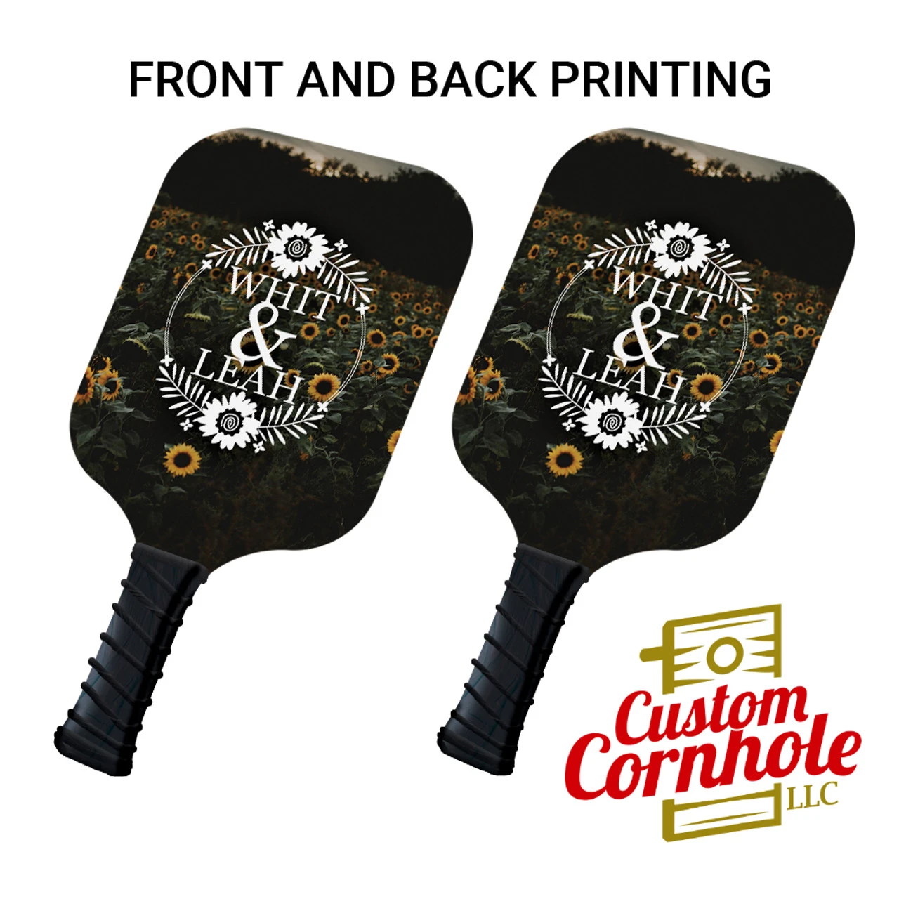 Custom Circle Flower Bride And Groom Pickleball Paddle Set 1 Custom Circle Flower Bride And Groom Pickleball Paddle Set