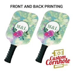 Custom Watercolor Monogram Pickleball Paddle Set