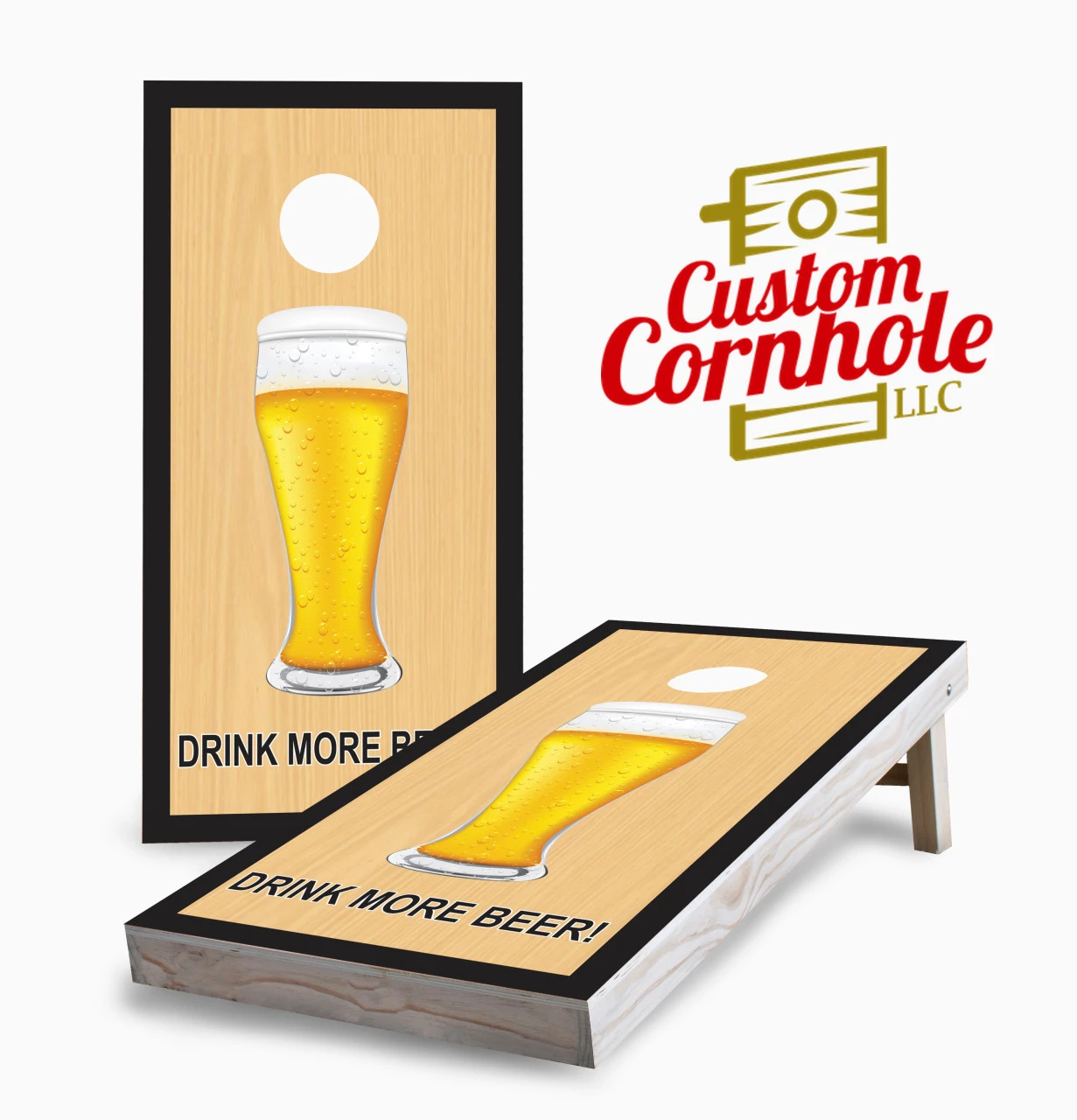Drink More Beer Glass Cornhole Set With Bags 1 Drink More Beer Glass Cornhole Set With Bags