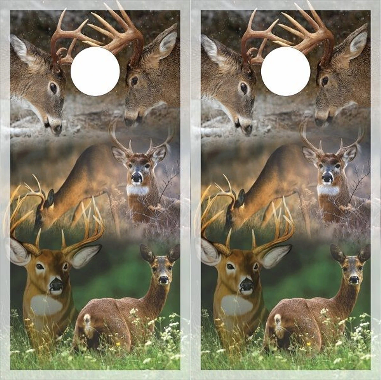 Deer Collage Cornhole Wraps - Set Of 2 1 Deer Collage Cornhole Wraps - Set Of 2