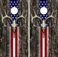USA Deer Skull Cornhole Wraps - Set Of 2