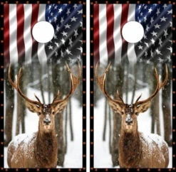 Deer In Snow Cornhole Wraps - Set Of 2