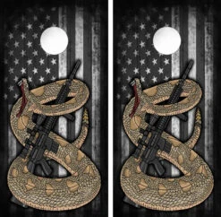 Don't Tread On Me Version 5 Cornhole Set With Bags 4 Don't Tread On Me Version 5 Cornhole Set With Bags -Custom Cornhole Dont Tread On Me Gun Rights Snake Flag 3 73411.1693853192