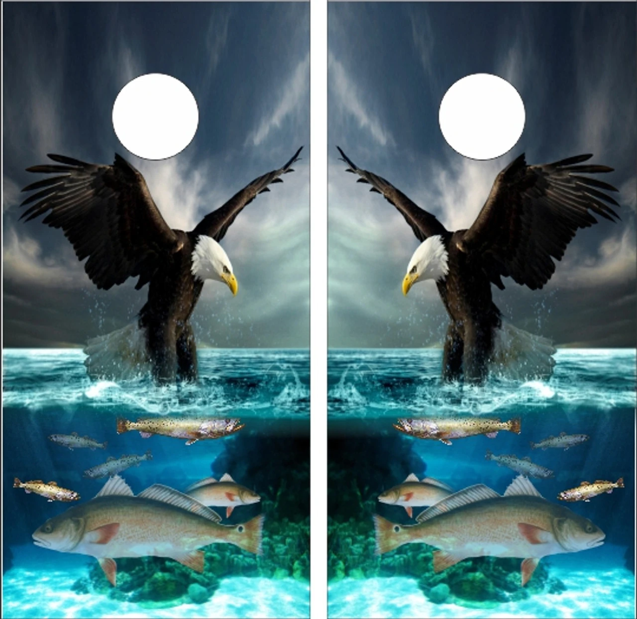 Eagle And Fish Cornhole Wraps - Set Of 2 1 Eagle And Fish Cornhole Wraps - Set Of 2