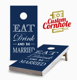 Eat, Drink, And Be Married Cornhole Set With Bags