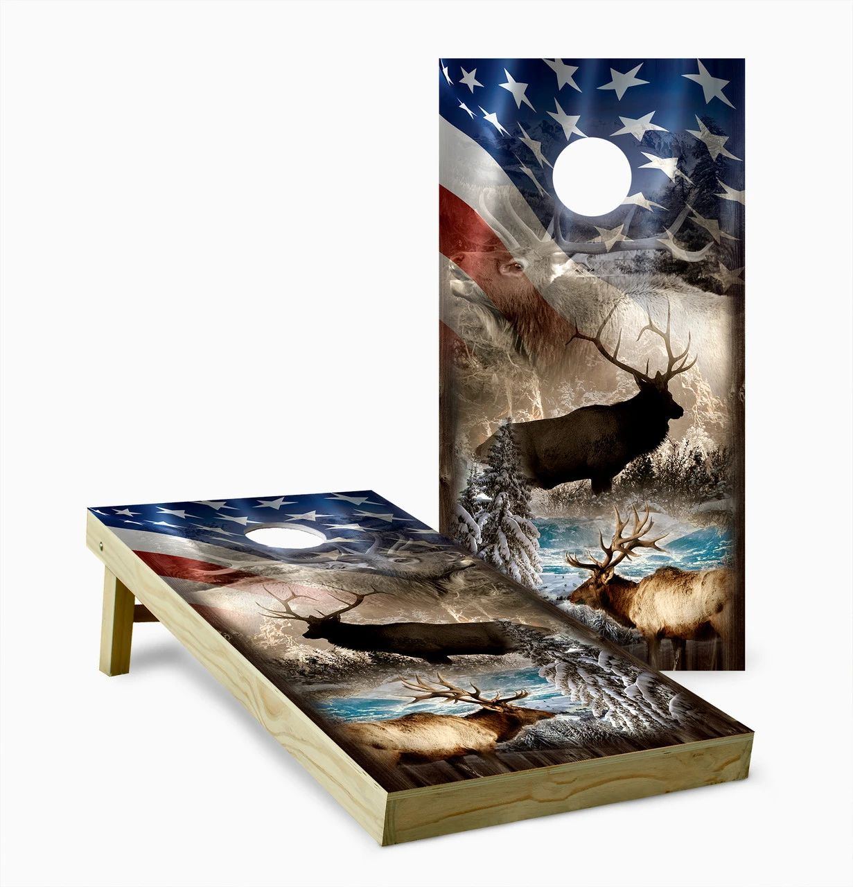 Elk US Flag Cornhole Set With Bags 1 Elk US Flag Cornhole Set With Bags