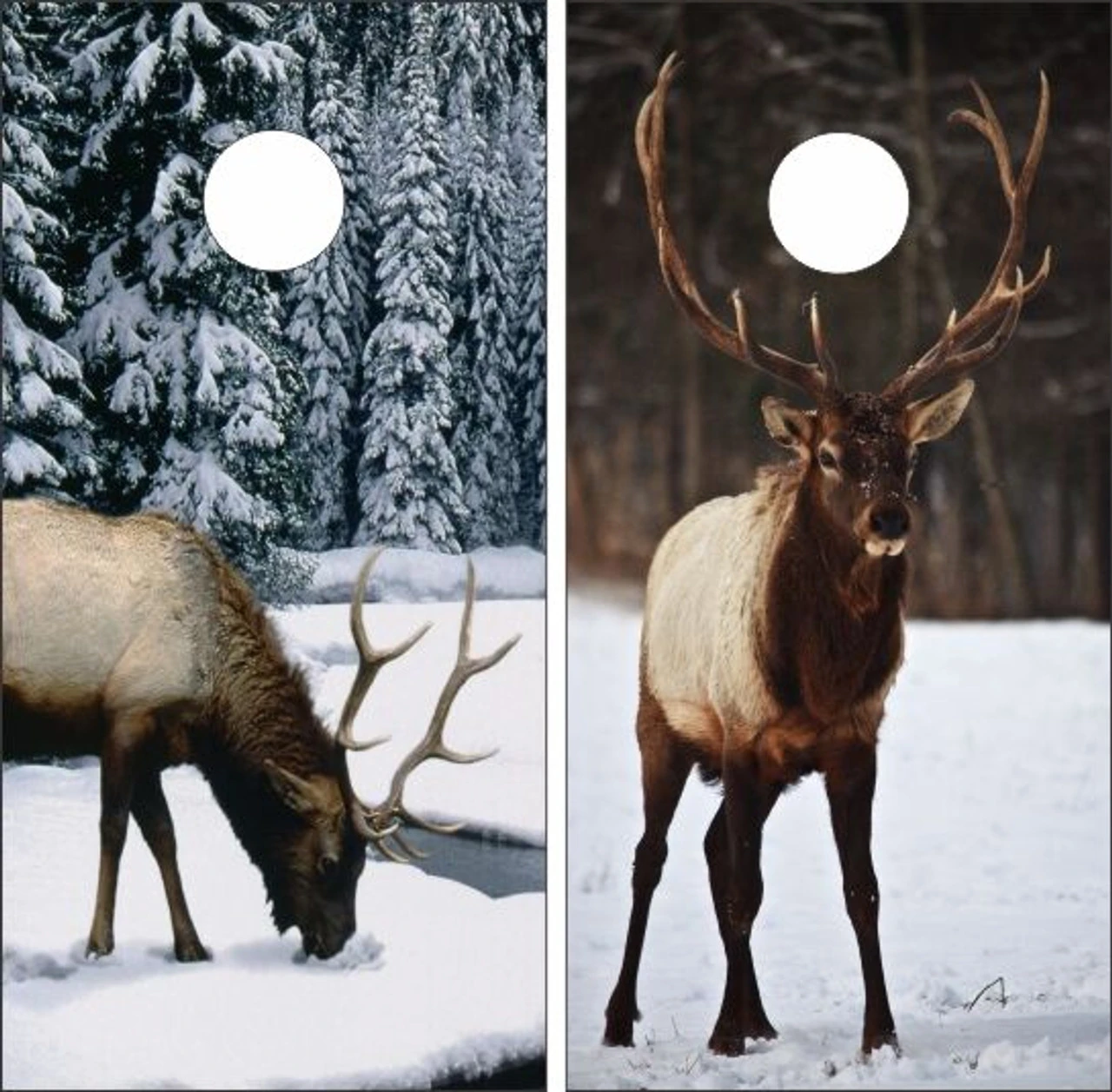 Elk In Snow Cornhole Wraps - Set Of 2 1 Elk In Snow Cornhole Wraps - Set Of 2