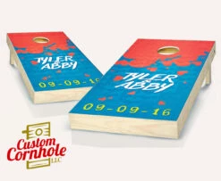 Falling Hearts Wedding Cornhole Set With Bags