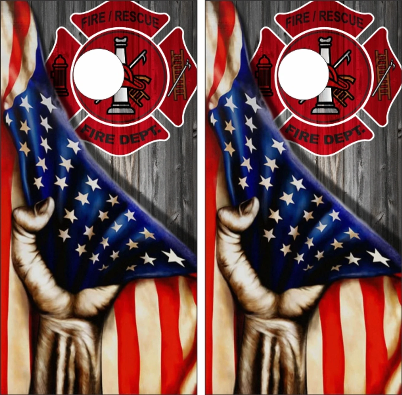 Fire Department Hand Pull Cornhole Wraps - Set Of 2 1 Fire Department Hand Pull Cornhole Wraps - Set Of 2