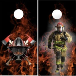 Fire Rescue Black Cornhole Wraps - Set Of 2