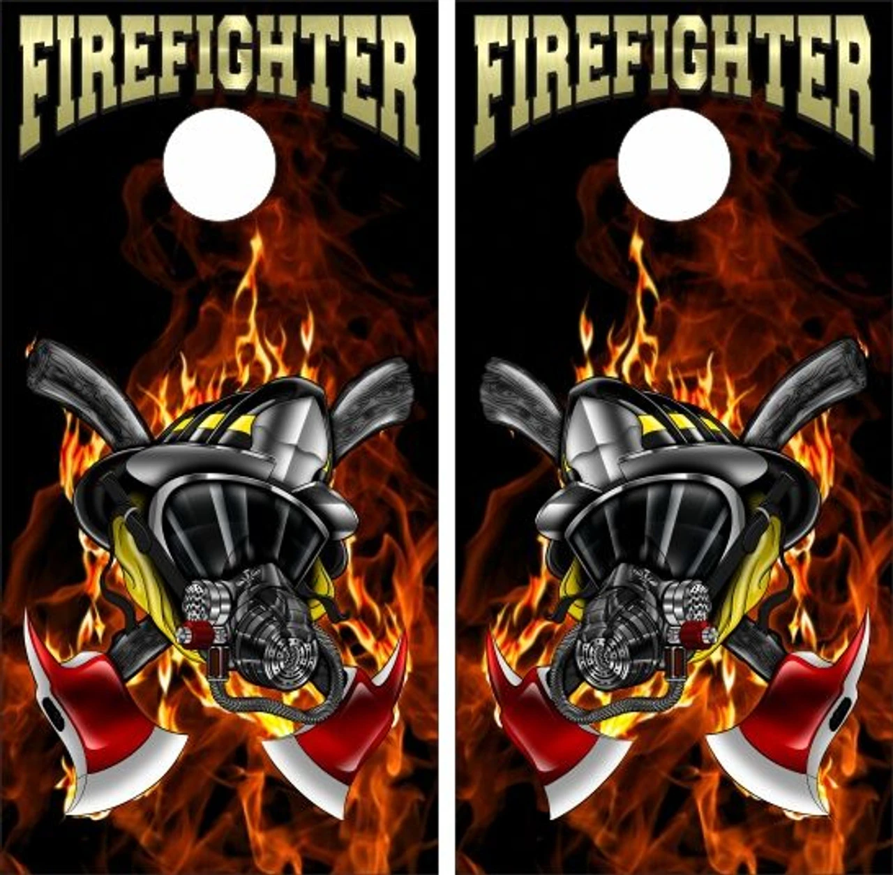 Firefighter Helmet Cornhole Wraps - Set Of 2 1 Firefighter Helmet Cornhole Wraps - Set Of 2