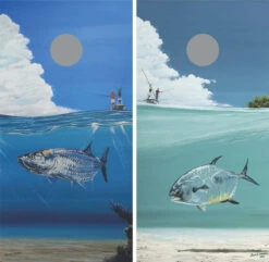 Fishing Cornhole Wraps - Set Of 2