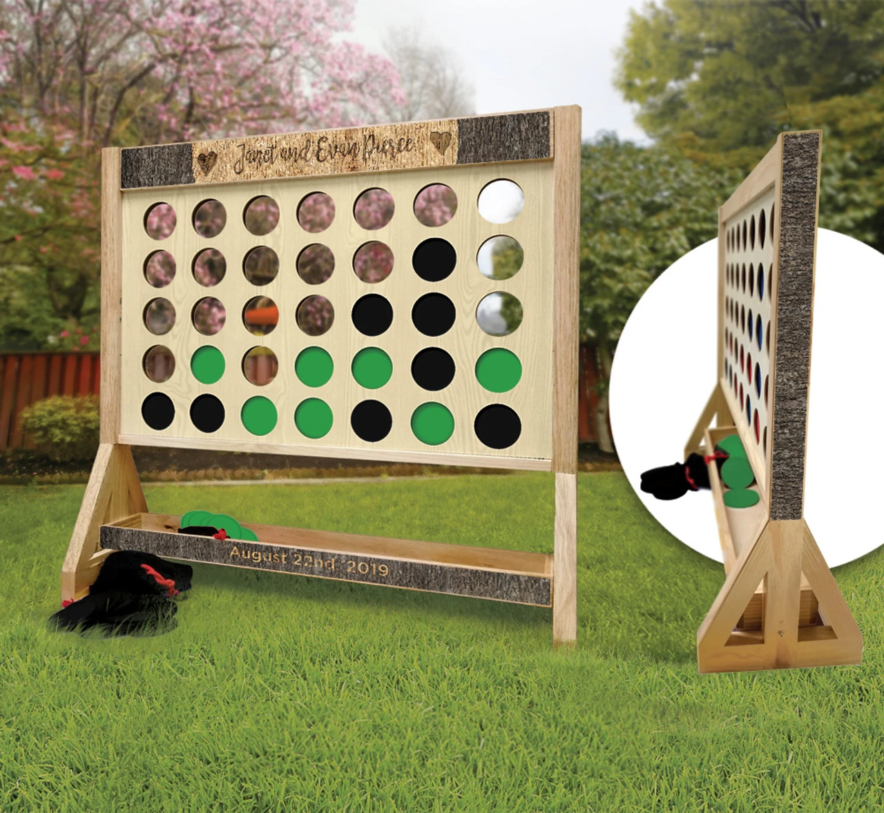 Tree Carved Wedding Personalized Giant Connect Four Game 1 Tree Carved Wedding Personalized Giant Connect Four Game