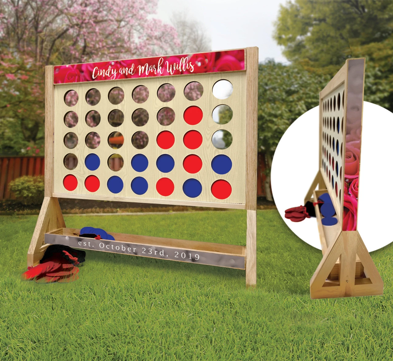 Wedding Rose Personalized Giant Connect Four Game 1 Wedding Rose Personalized Giant Connect Four Game