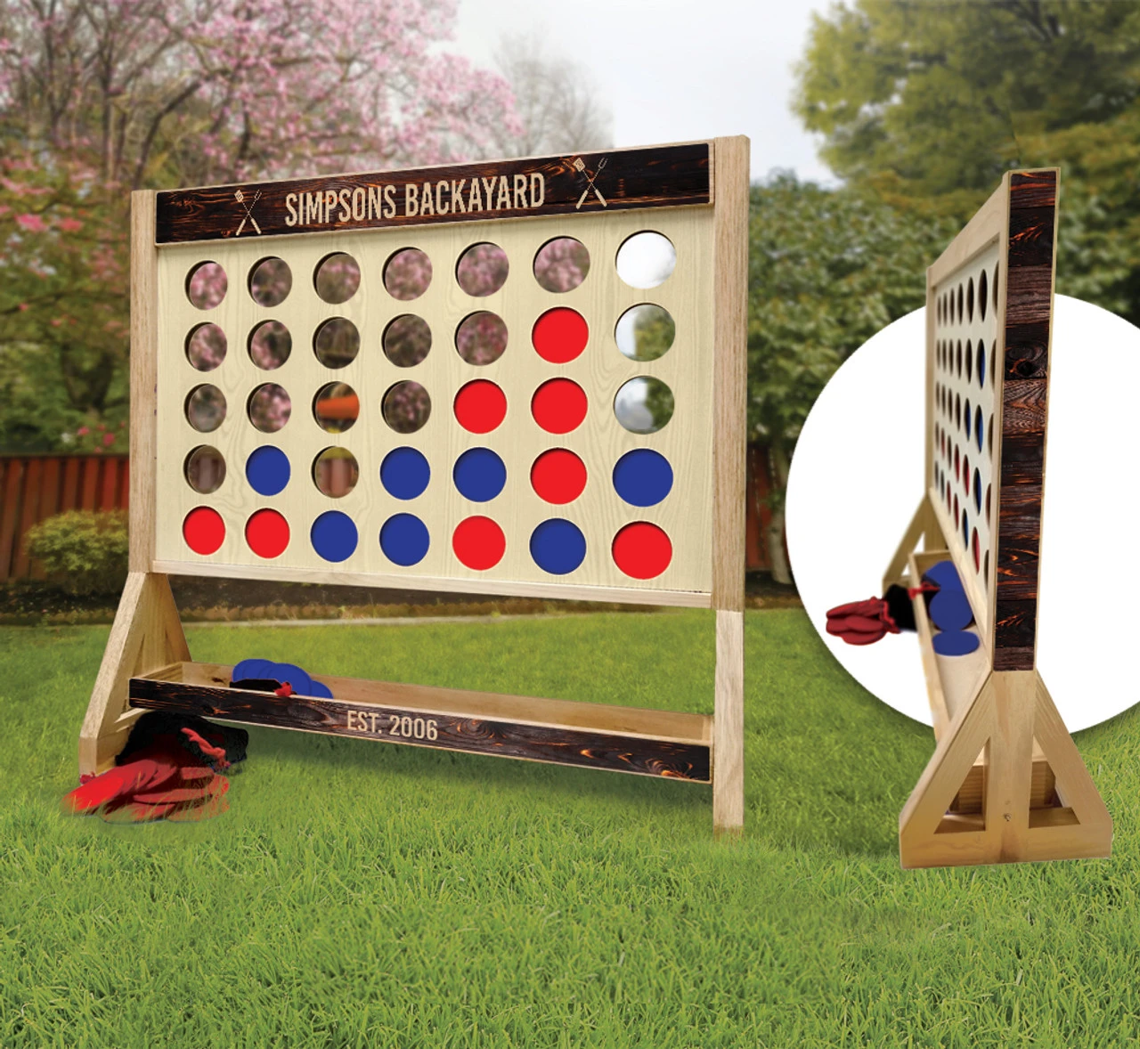 BBQ Backyard Personalized Giant Connect Four Game 1 BBQ Backyard Personalized Giant Connect Four Game