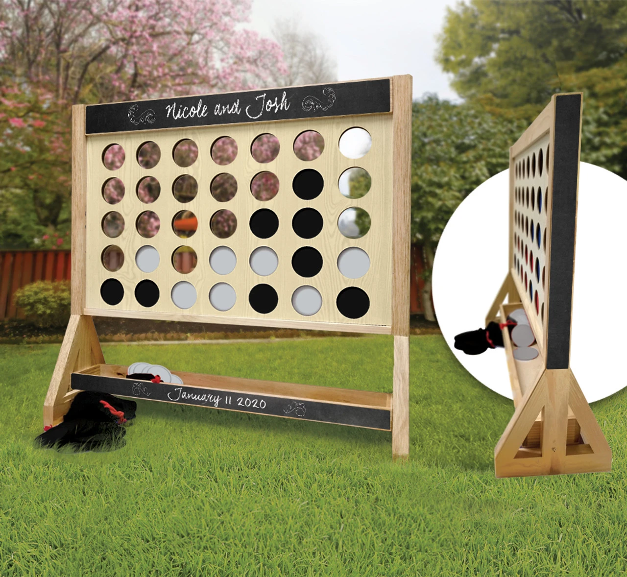 Chalkboard Wedding Personalized Giant Connect Four Game 1 Chalkboard Wedding Personalized Giant Connect Four Game