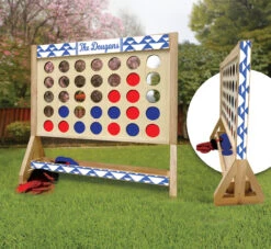 Personalized Family Blue Trendy Triangles Giant Connect Four Game