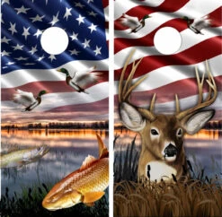 Hunting And Fishing Cornhole Wraps - Set Of 2