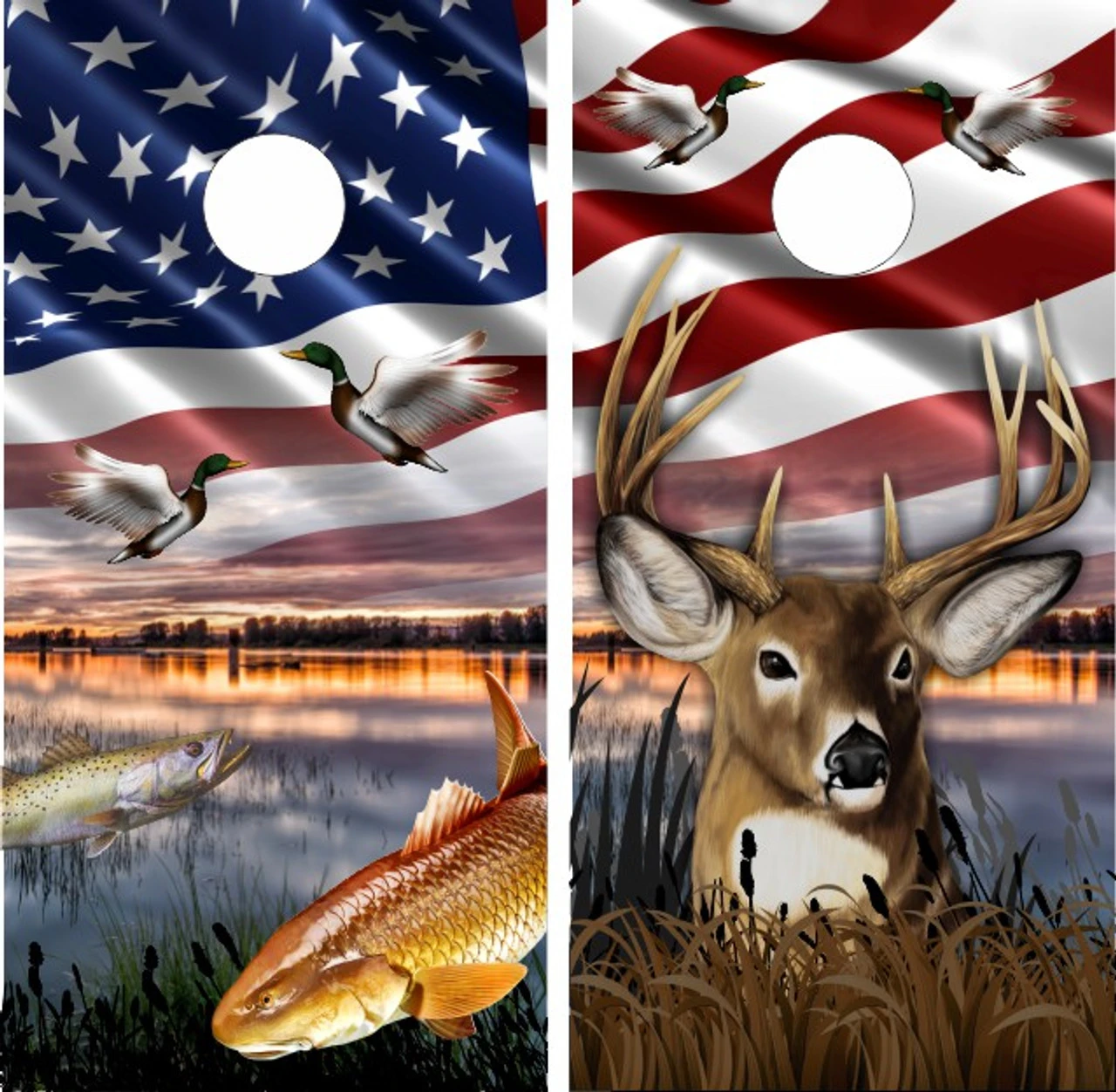 Hunting And Fishing Cornhole Wraps - Set Of 2 1 Hunting And Fishing Cornhole Wraps - Set Of 2