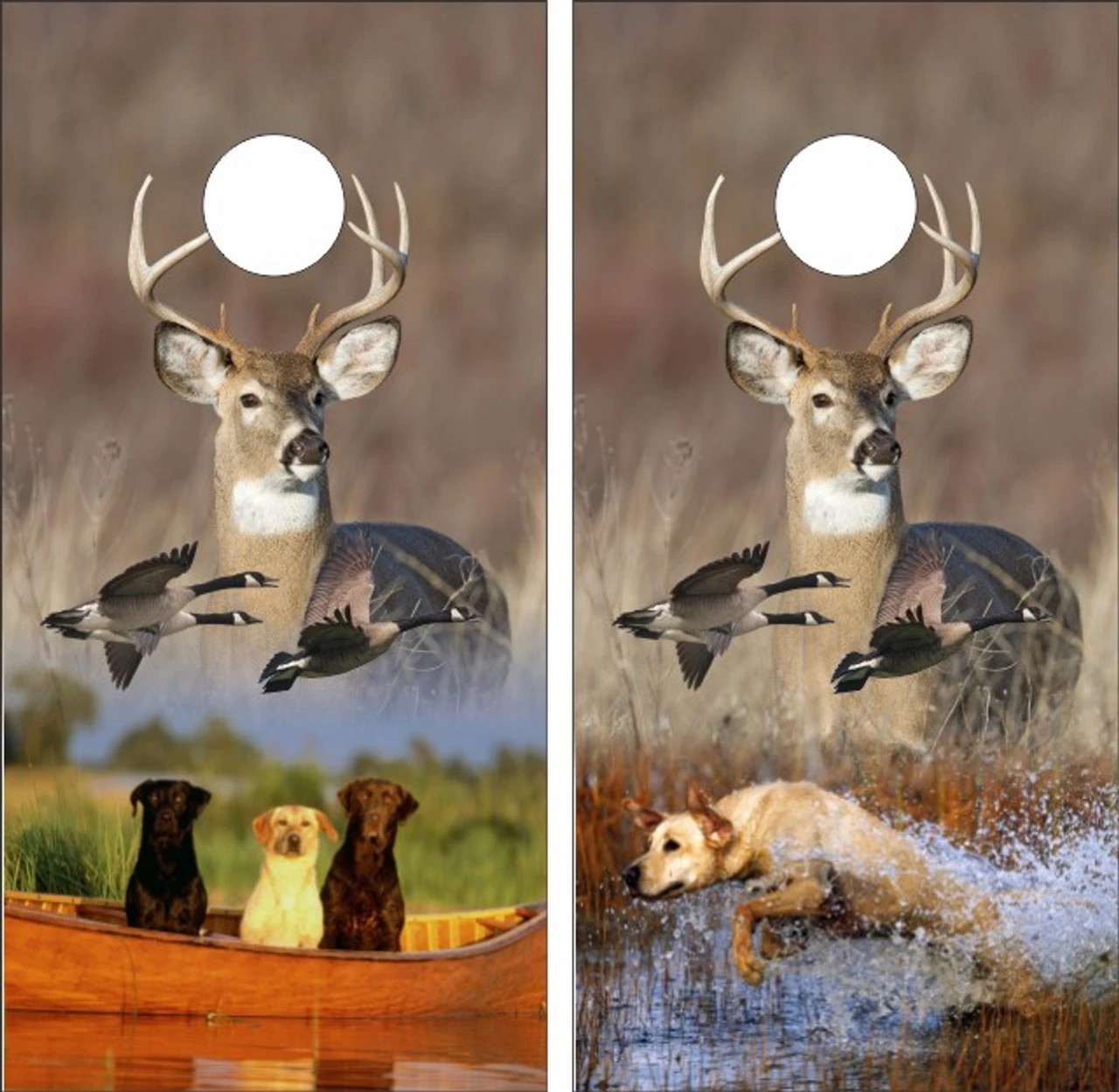 Hunting Deer Dogs Geese Cornhole Wraps - Set Of 2 1 Hunting Deer Dogs Geese Cornhole Wraps - Set Of 2