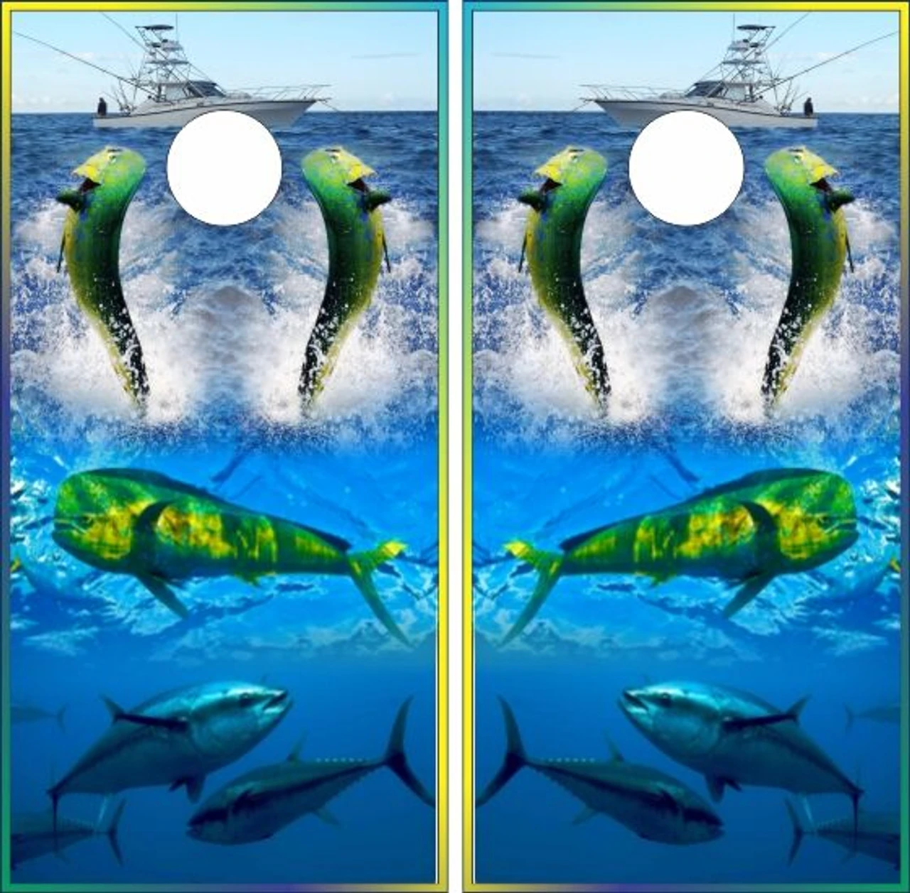 Mahi Mahi Cornhole Wraps - Set Of 2 1 Mahi Mahi Cornhole Wraps - Set Of 2