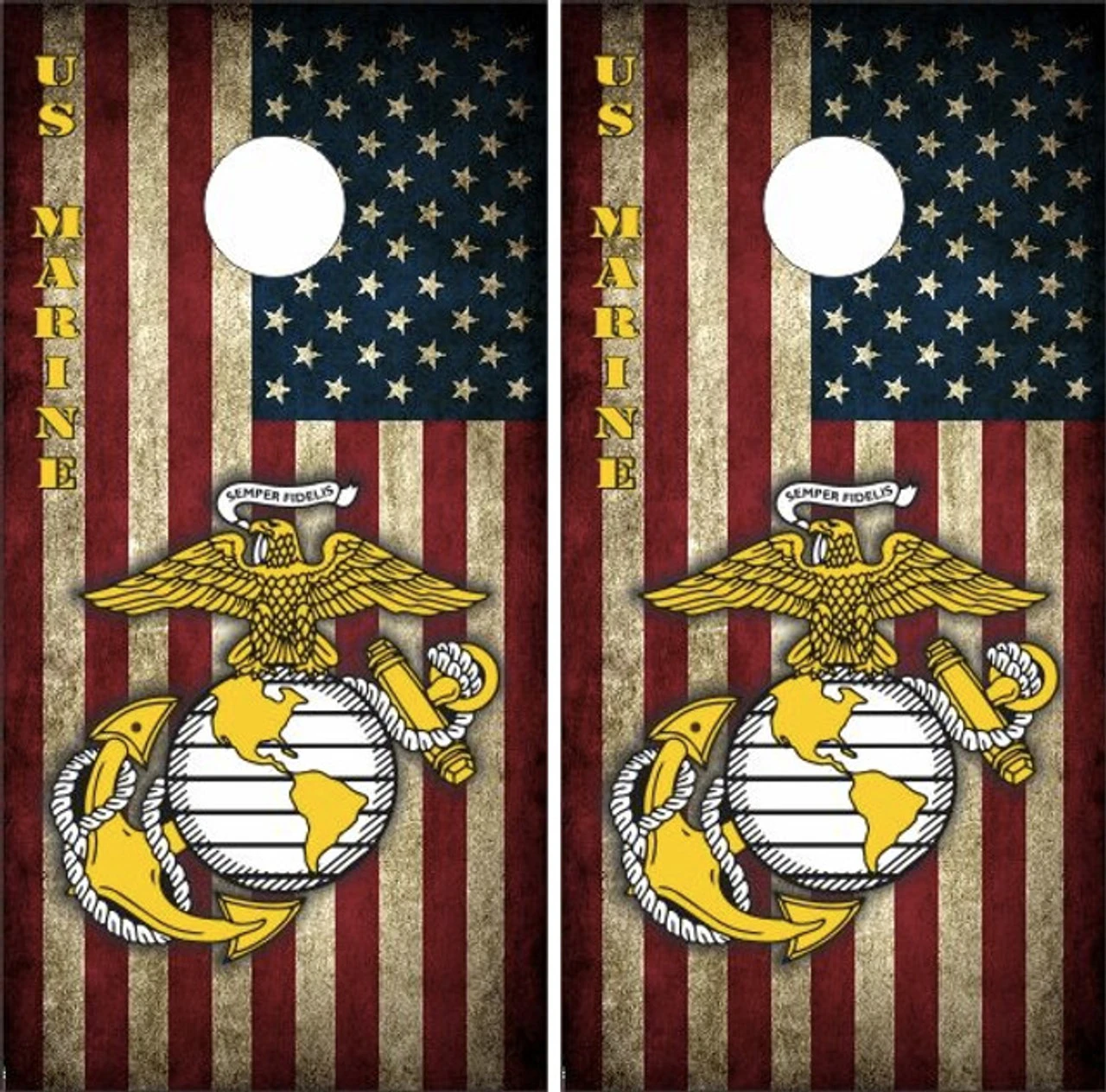 American Flag Marines Cornhole Set With Bags 2 American Flag Marines Cornhole Set With Bags - Image 2