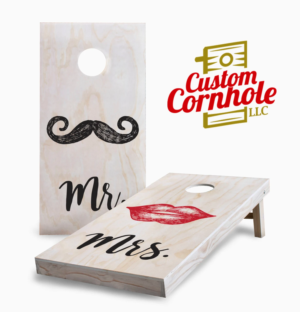 Mr And Mrs Lips Wedding Cornhole Set With Bags 1 Mr And Mrs Lips Wedding Cornhole Set With Bags