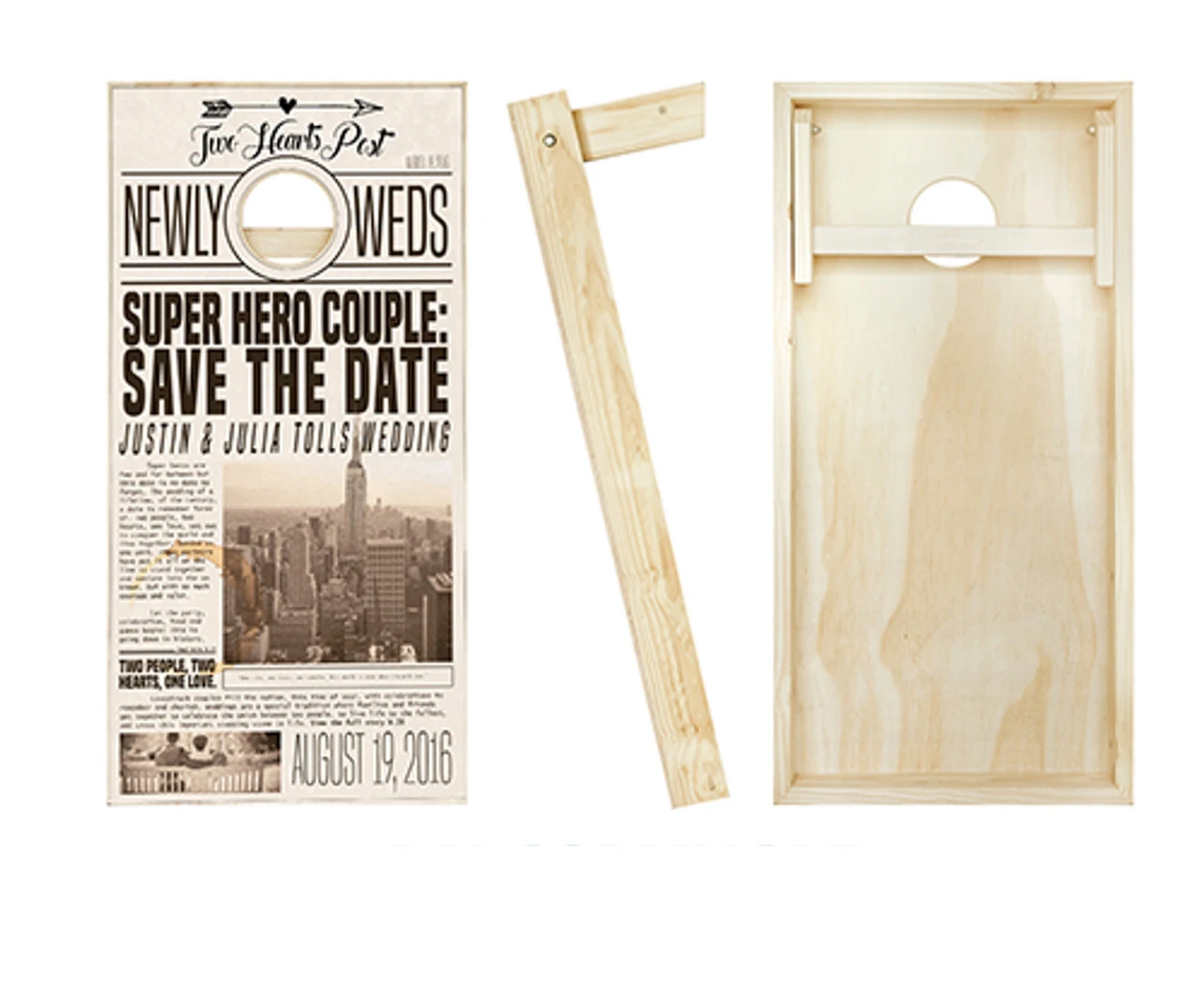 Newspaper Print Wedding Cornhole Set With Bags 2 Newspaper Print Wedding Cornhole Set With Bags - Image 2