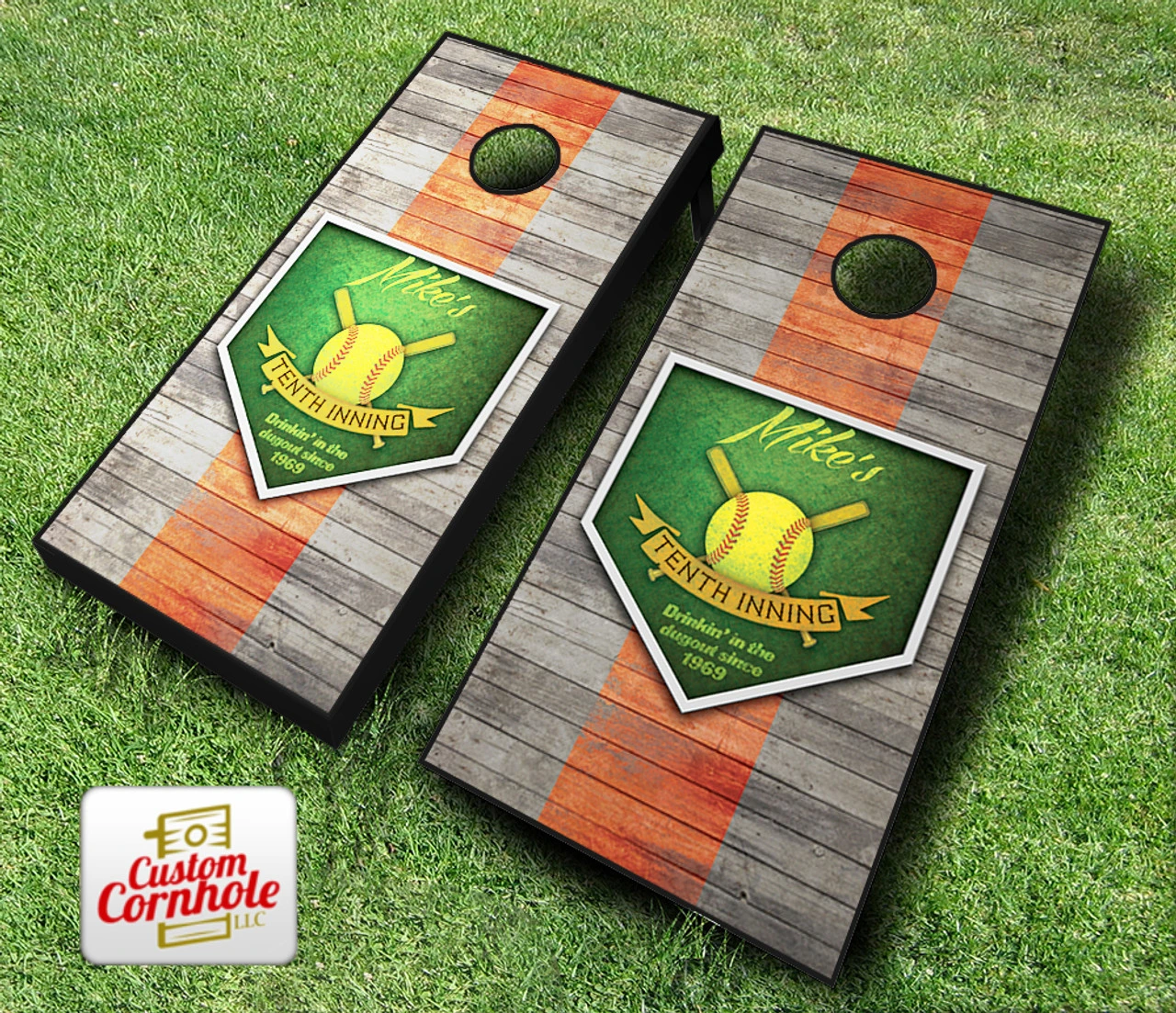 Personalized 10th Inning Baseball Cornhole Set With Bags 3 Personalized 10th Inning Baseball Cornhole Set With Bags - Image 3