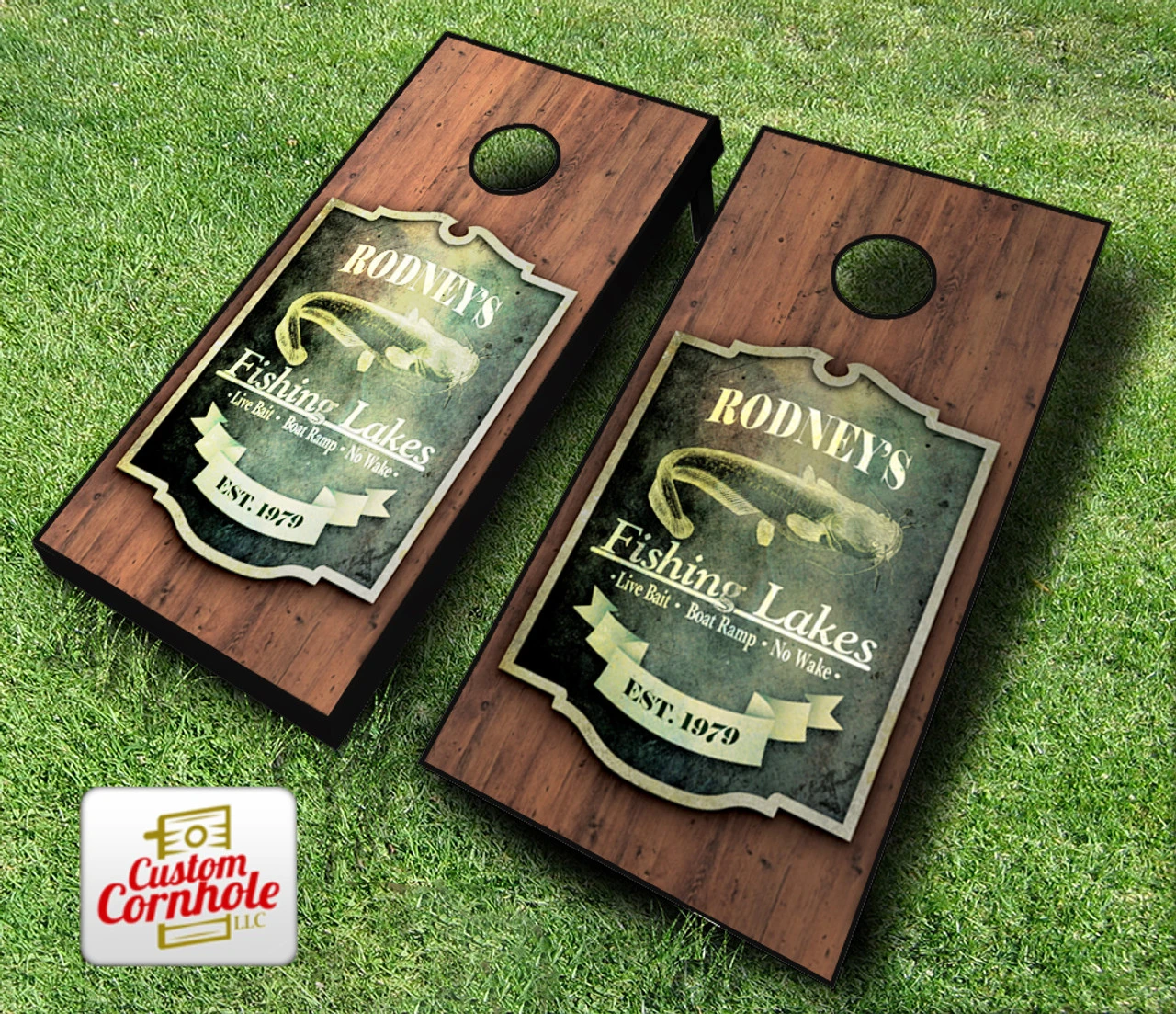 Personalized Fishing Cornhole Set With Bags 3 Personalized Fishing Cornhole Set With Bags - Image 3