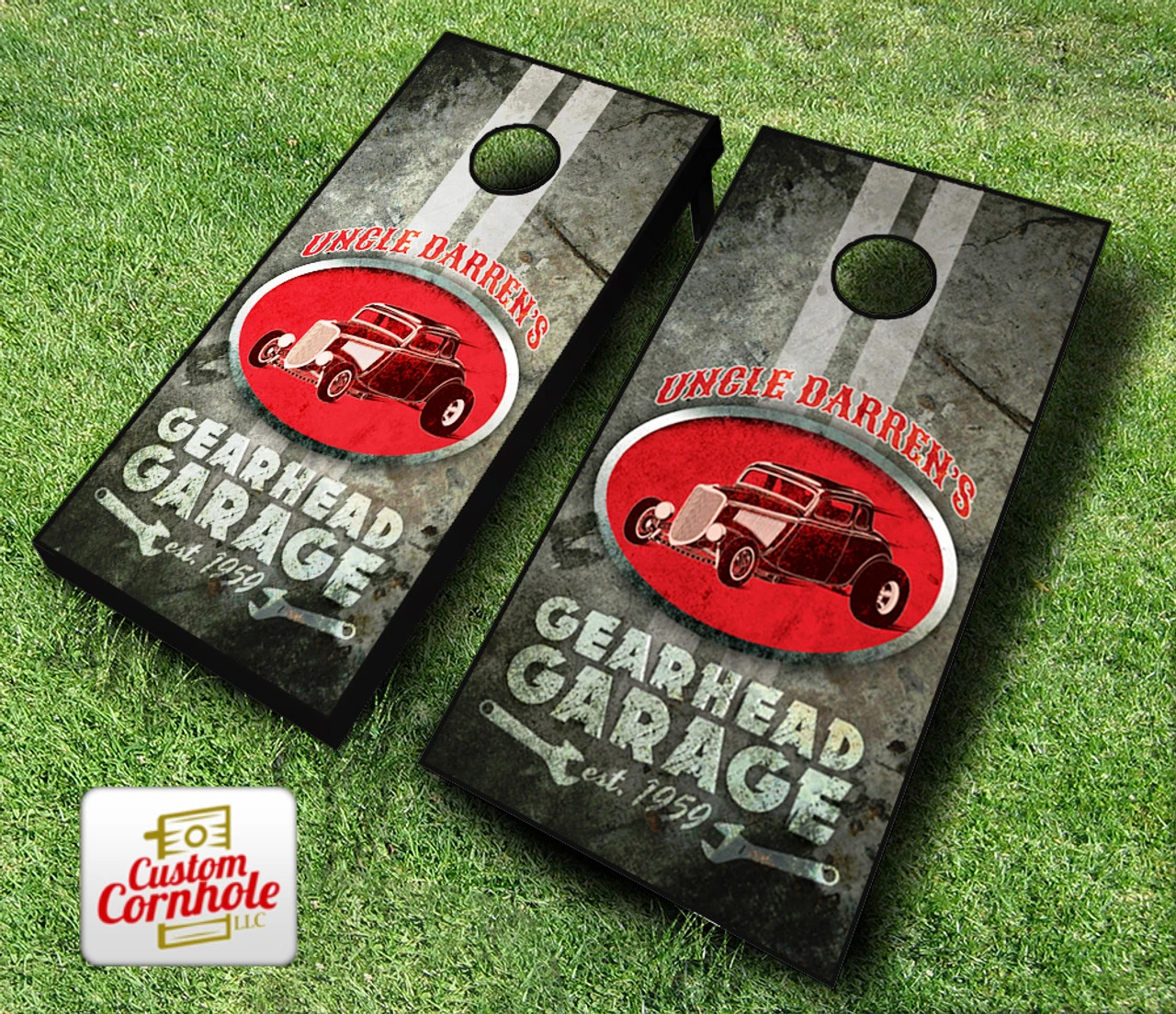Personalized Gearhead Garage Cornhole Set With Bags 3 Personalized Gearhead Garage Cornhole Set With Bags - Image 3