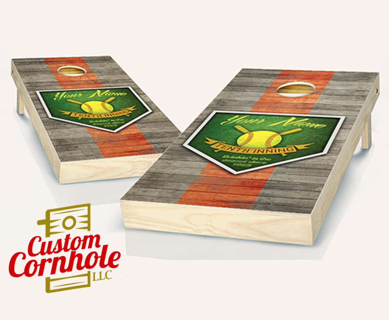 Personalized 10th Inning Baseball Cornhole Set With Bags 1 Personalized 10th Inning Baseball Cornhole Set With Bags