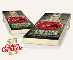 Personalized Gearhead Garage Cornhole Set With Bags