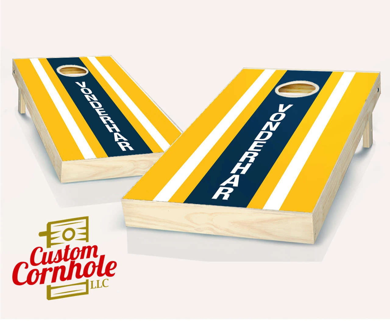 Personalized Striped Cornhole Set With Bags 1 Personalized Striped Cornhole Set With Bags