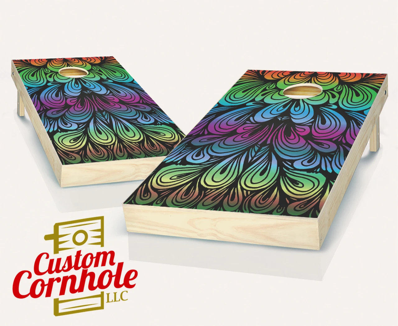 Rainbow Swirl Cornhole Set With Bags 1 Rainbow Swirl Cornhole Set With Bags