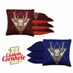 Red Blue Deer Tournament Cornhole Bags - Set Of 8