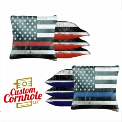 Red Blue Lines Tournament Cornhole Bags - Set Of 8