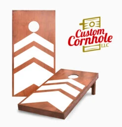 Stained Triple Chevron Cornhole Set With Bags