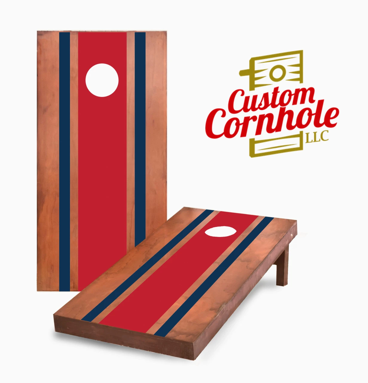 Stained With Colored Stripes Cornhole Set With Bags 1 Stained With Colored Stripes Cornhole Set With Bags