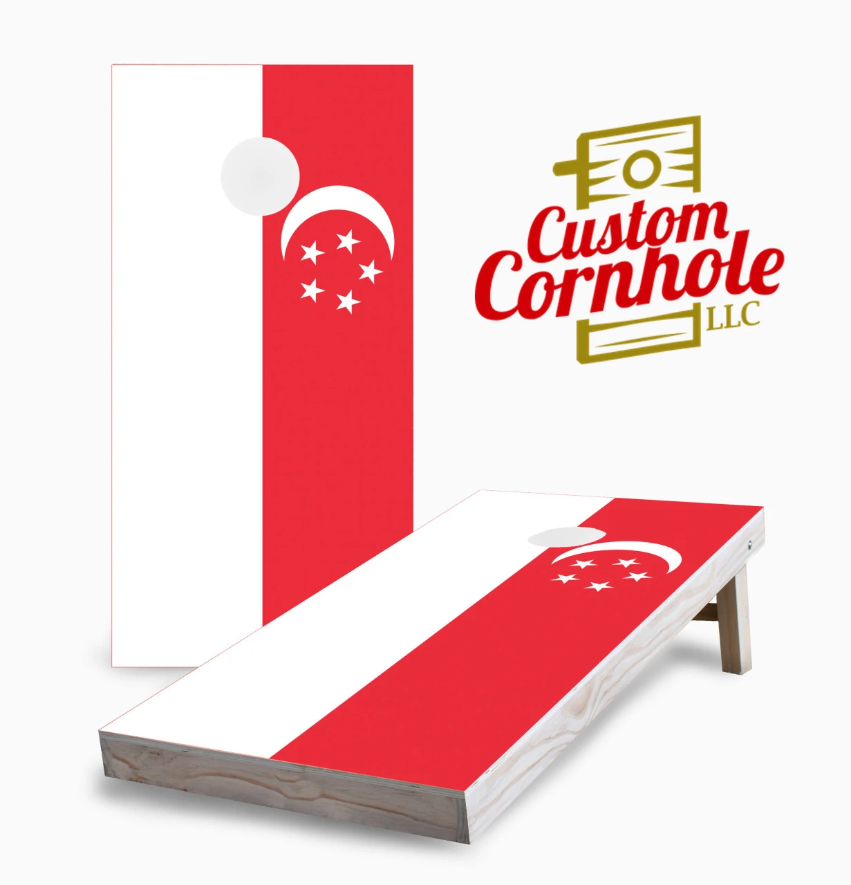 Singapore Flag Cornhole Set With Bags 1 Singapore Flag Cornhole Set With Bags