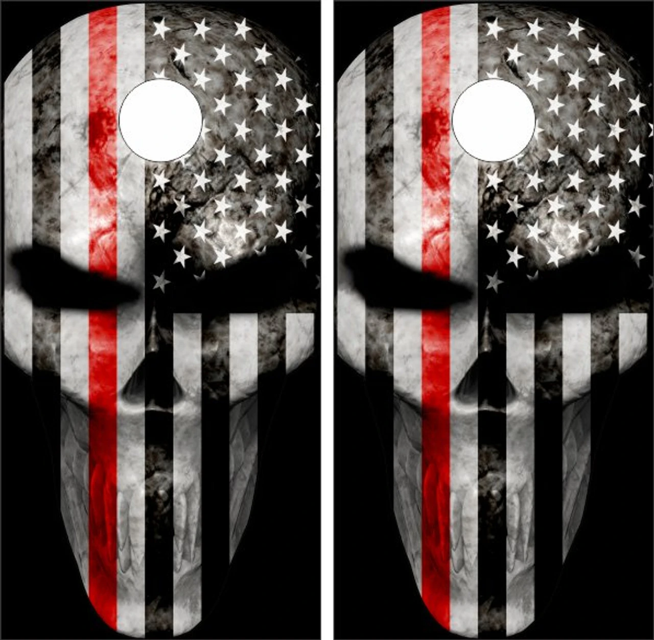 Thin Red Line Punisher Cornhole Wraps - Set Of 2 1 Thin Red Line Punisher Cornhole Wraps - Set Of 2