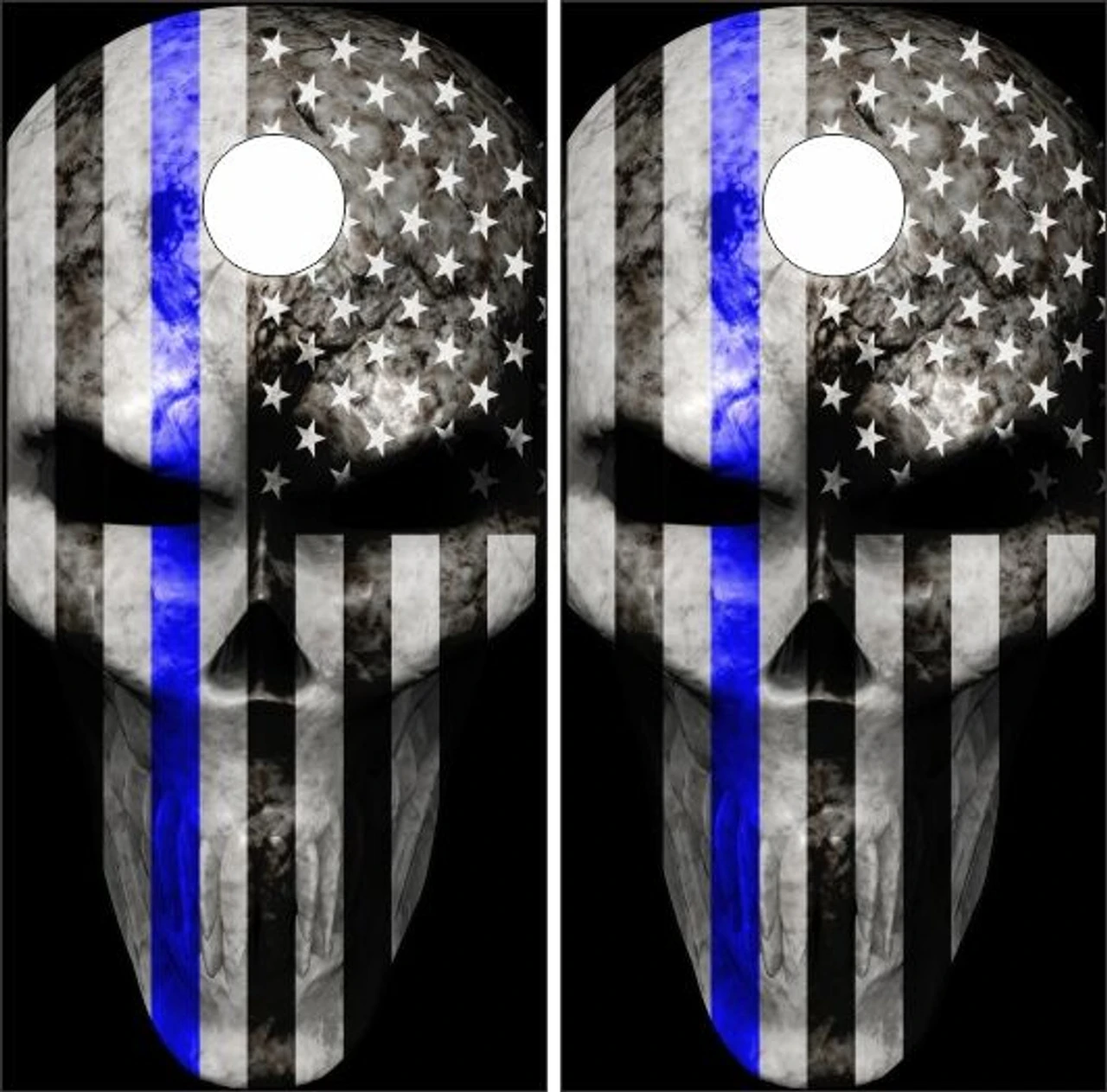 Thin Blue Line Punisher Cornhole Wraps - Set Of 2