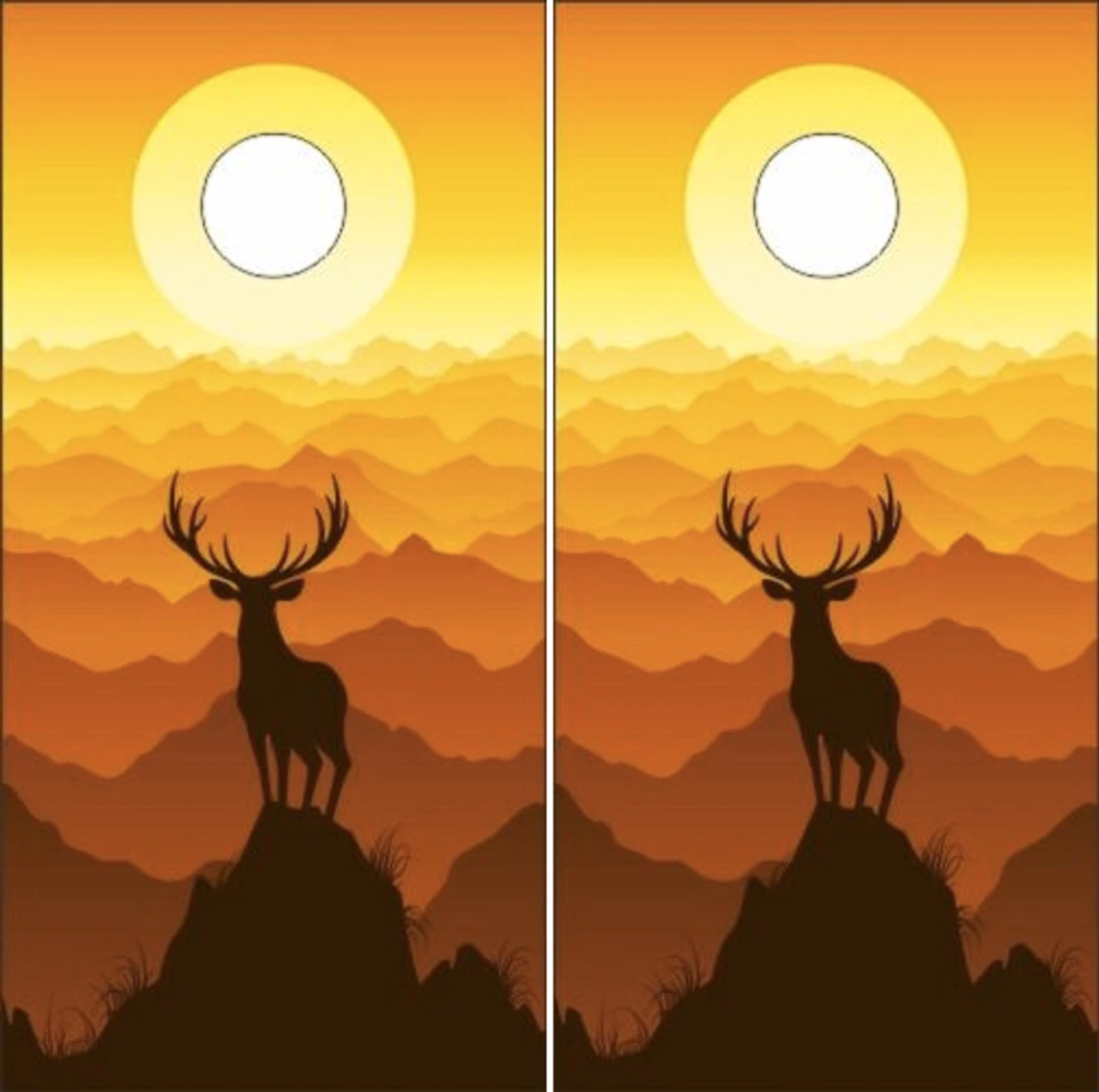 Deer Sunset Cornhole Wraps - Set Of 2 1 Deer Sunset Cornhole Wraps - Set Of 2