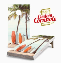 Surf Board Beach Cornhole Set With Bags