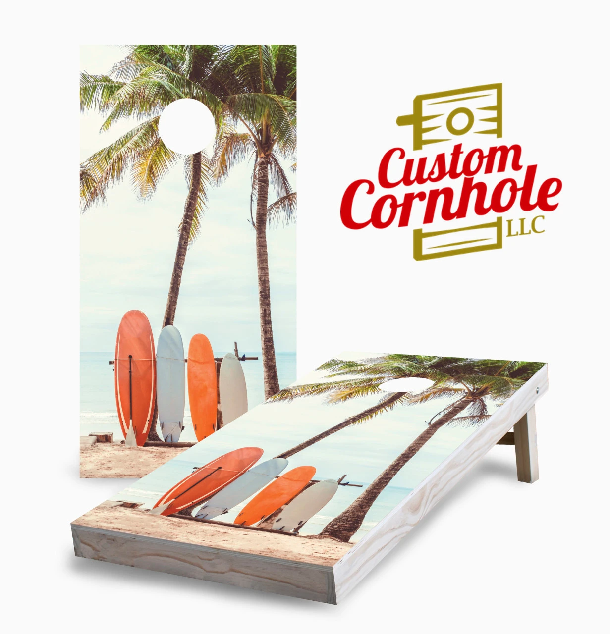 Surf Board Beach Cornhole Set With Bags 1 Surf Board Beach Cornhole Set With Bags