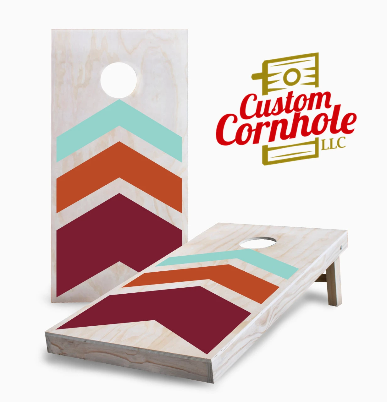 Multicolored Triple Chevron Cornhole Set With Bags 1 Multicolored Triple Chevron Cornhole Set With Bags
