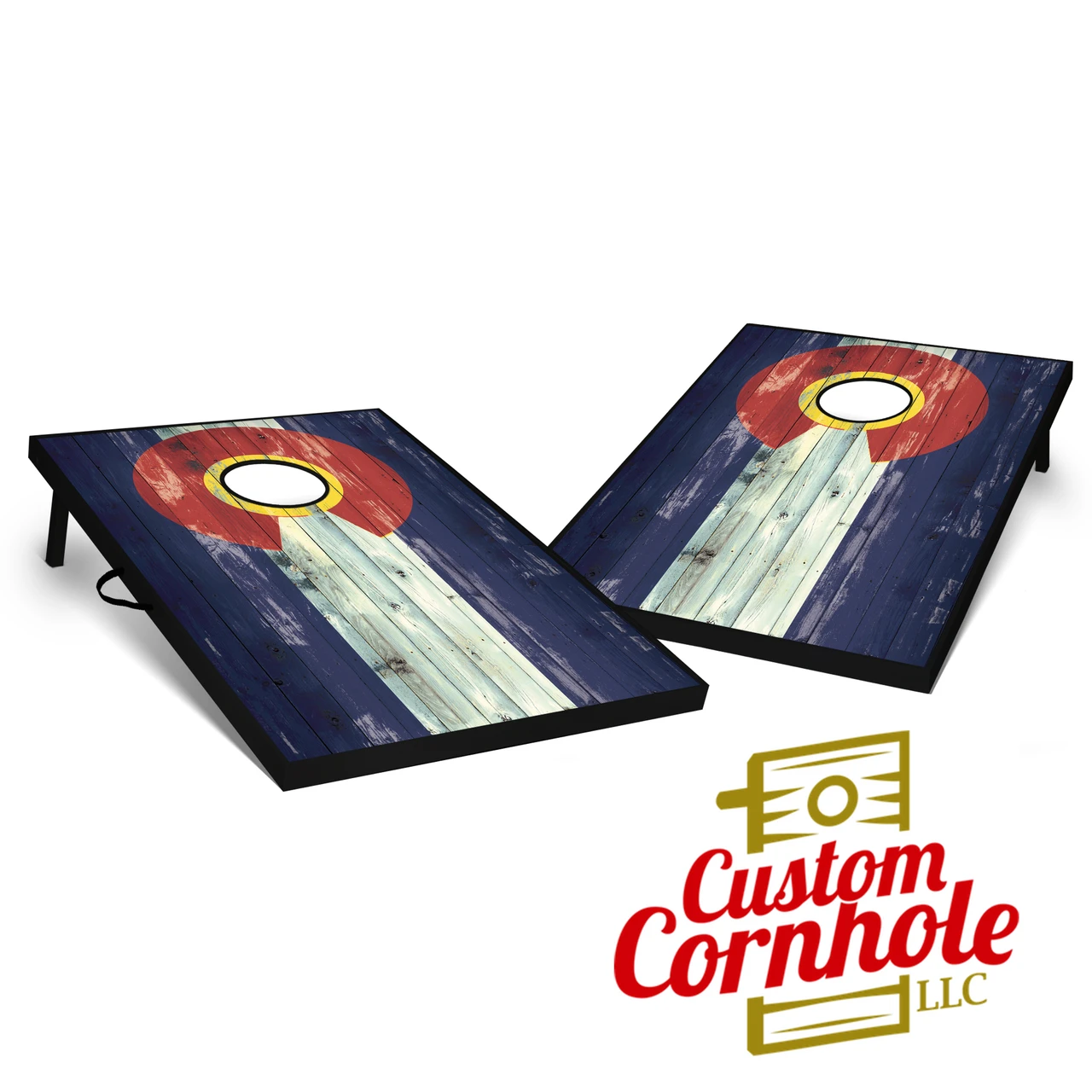 Tailgate Colorado Flag Distressed Cornhole Set With Bags 1 Tailgate Colorado Flag Distressed Cornhole Set With Bags