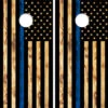 American Flag Blue Line Version 2 Cornhole Wraps - Set Of 2
