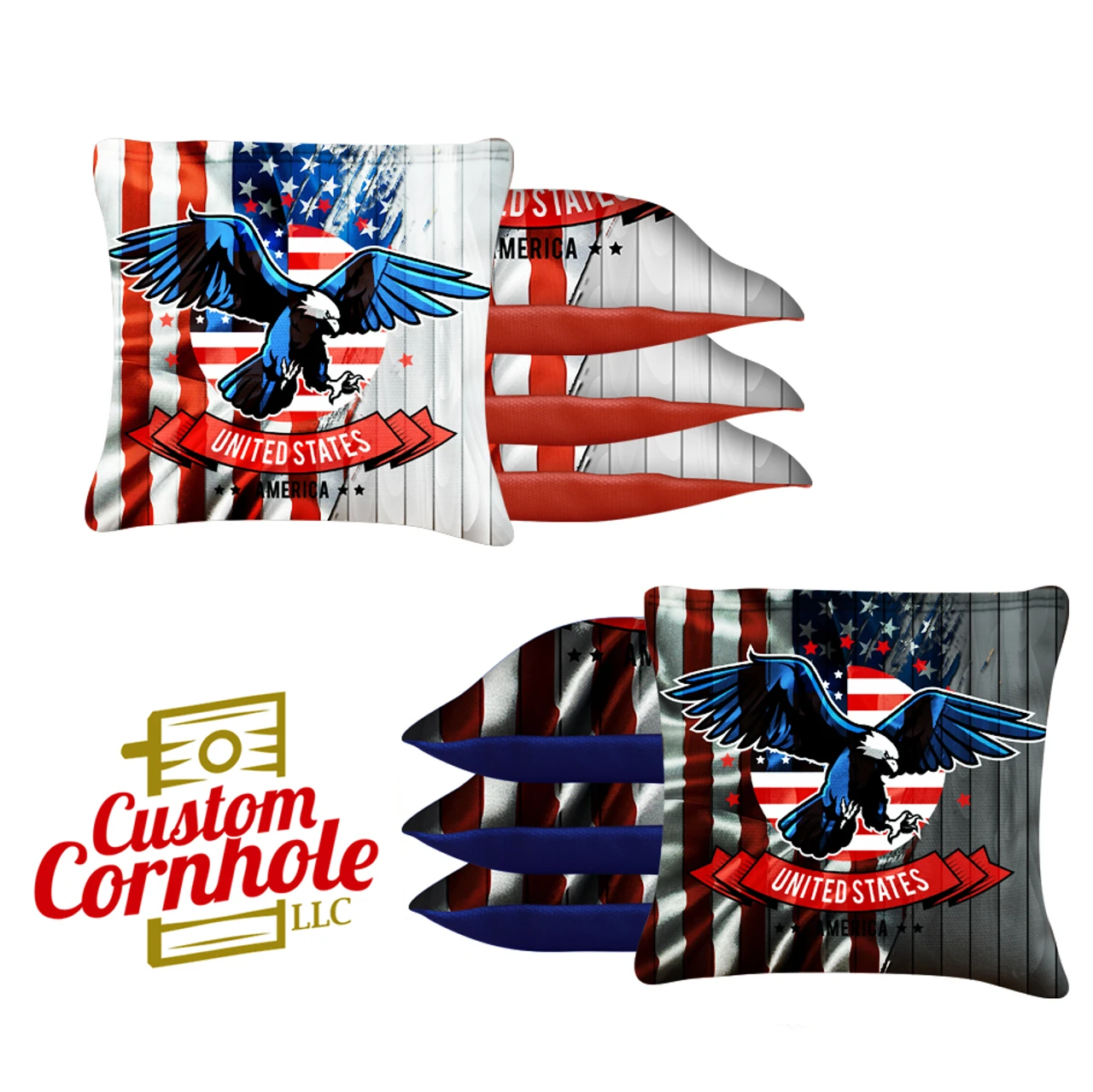 USA Eagle Flag Tournament Cornhole Bags - Set Of 8 1 USA Eagle Flag Tournament Cornhole Bags - Set Of 8